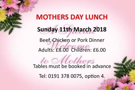 Mothers Day Menu 2018